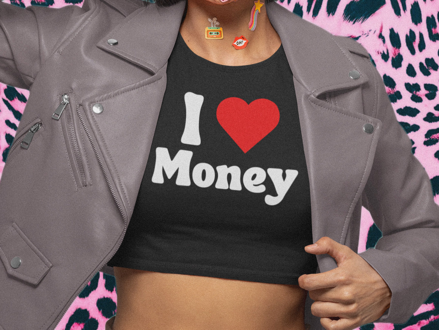 Y2K I Love Money Fitted Baby Tee