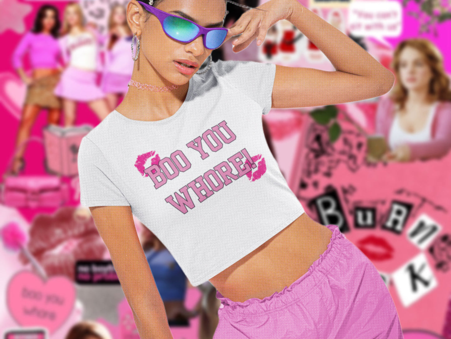 Mean Girls Inspired Boo You Whore Fitted Baby Crop Tee