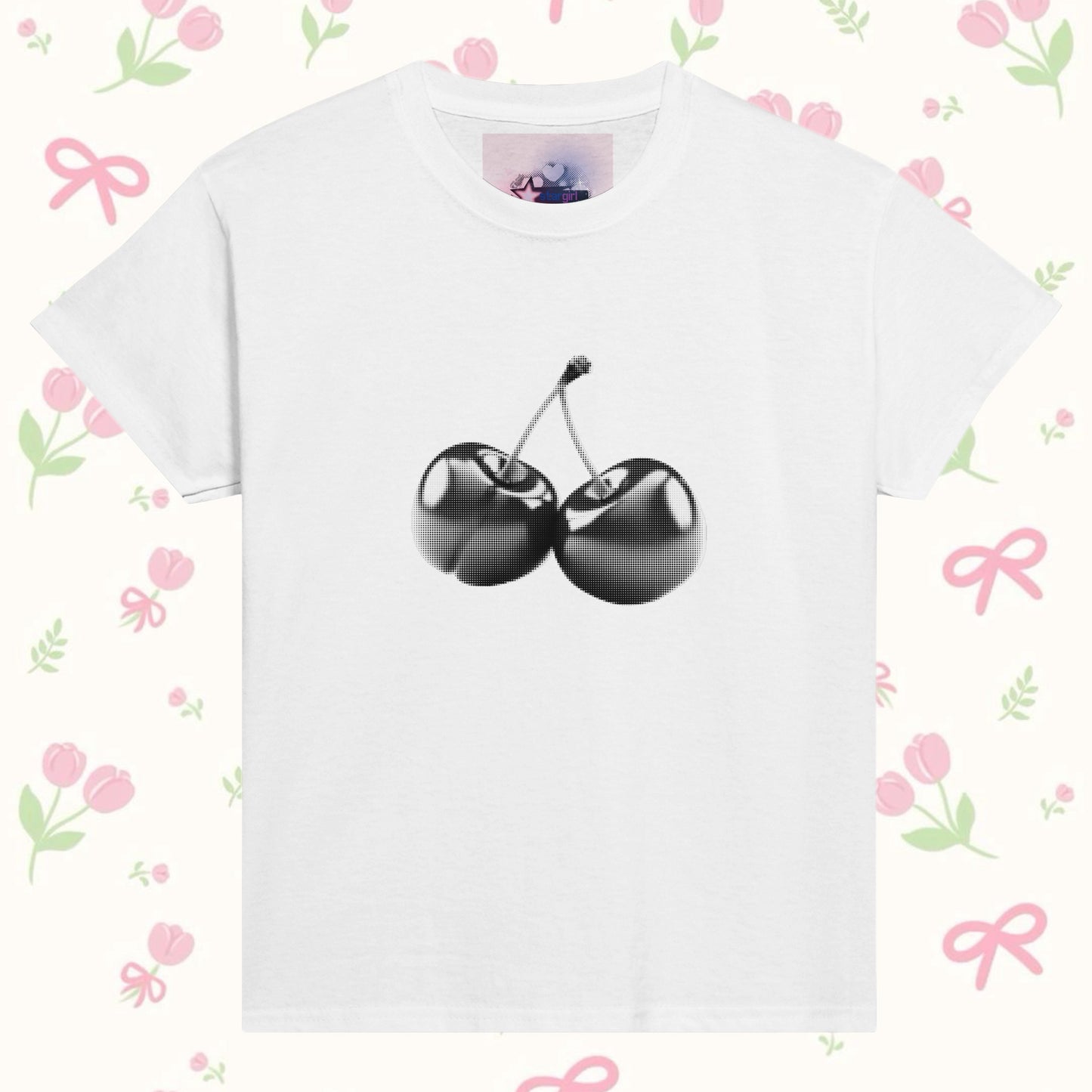 Halftone cherry print Baby Tee