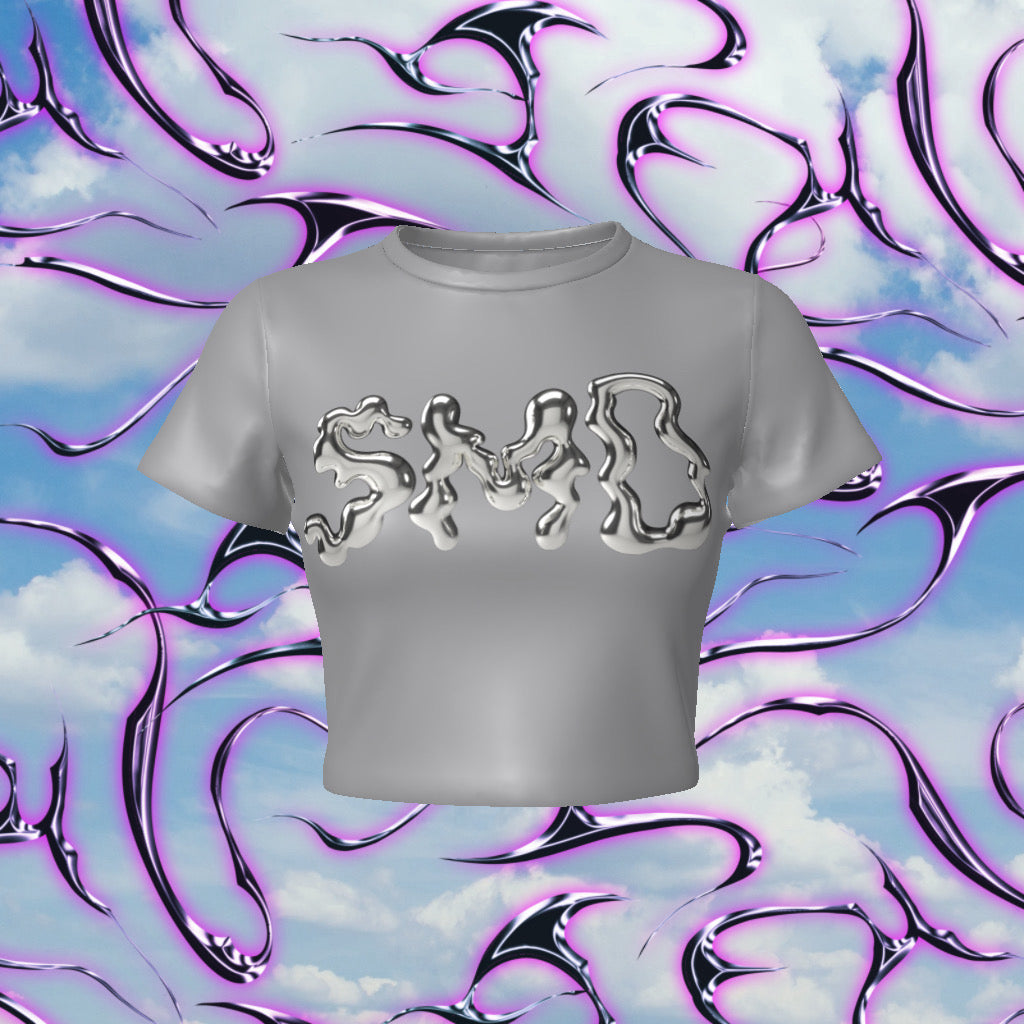 SMD Metallic Fitted Baby Crop Tee