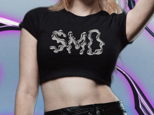 SMD Metallic Fitted Baby Crop Tee